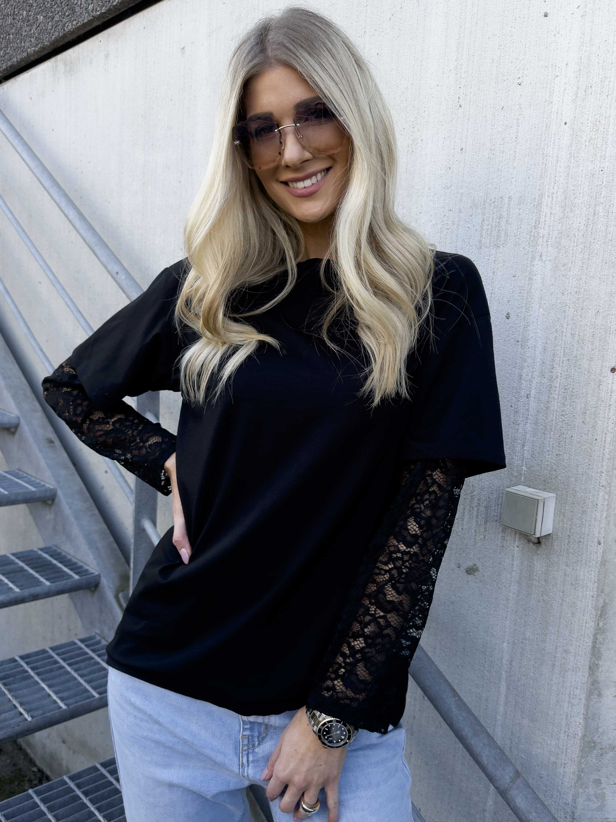 Valerie - T-shirt i bomuld med lange blonde ærmer
